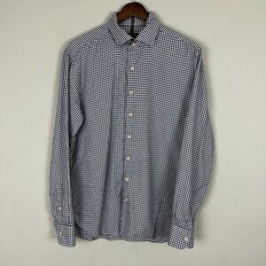 Hammer Made Dress Shirt Mens 41/16 Black White‎ Houndstooth Button Up Office